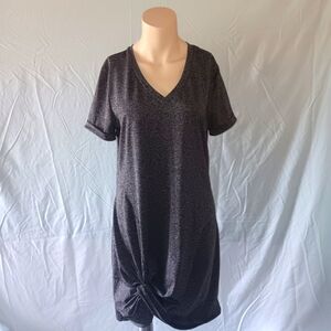 Black V-Neck Short Sleeve Dress